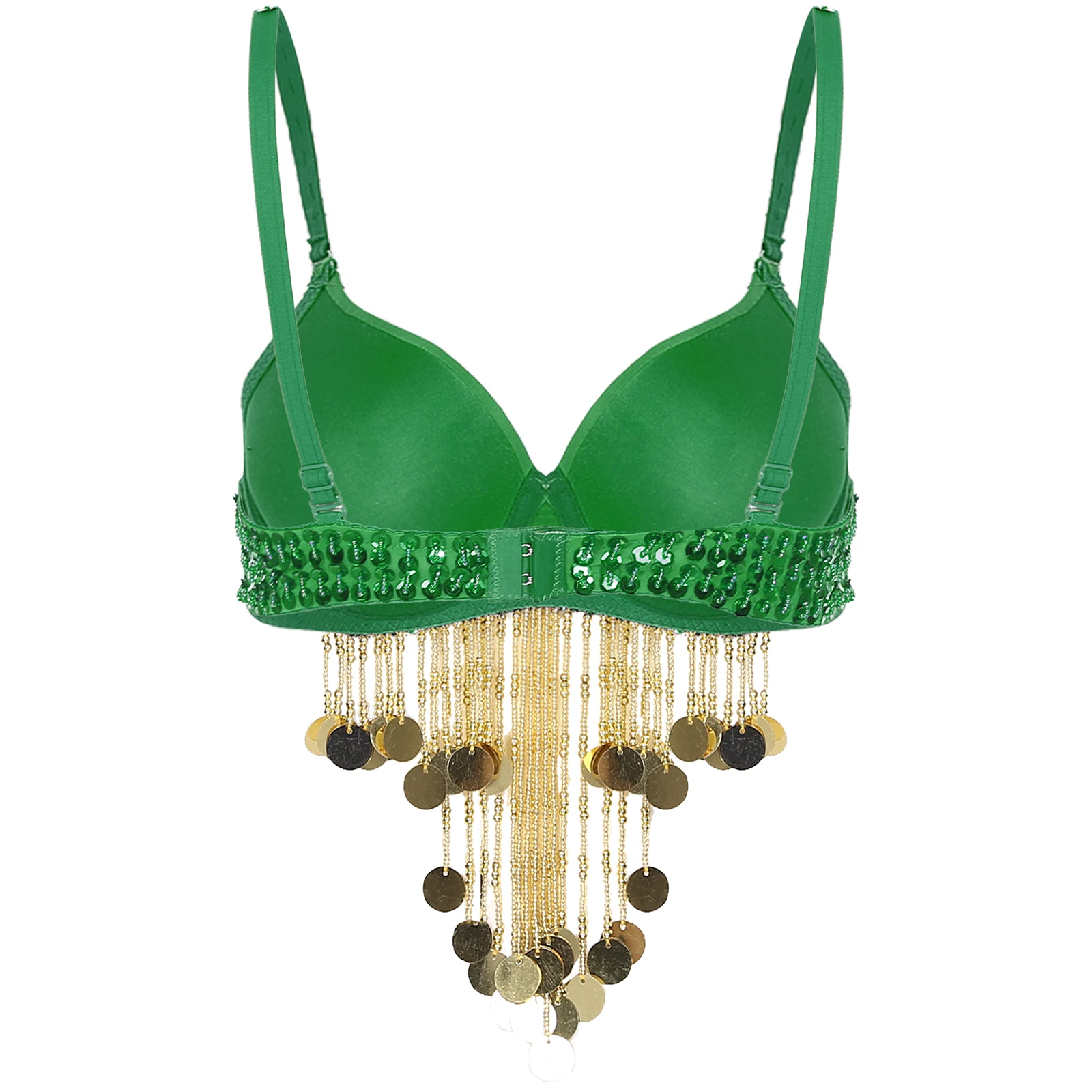 Dames Kwasten Buikdans Tops Plastic Kralen Boho Festival Prestaties Kostuum Verstelbare Bandjes Glanzende Pailletten Beugelbeha