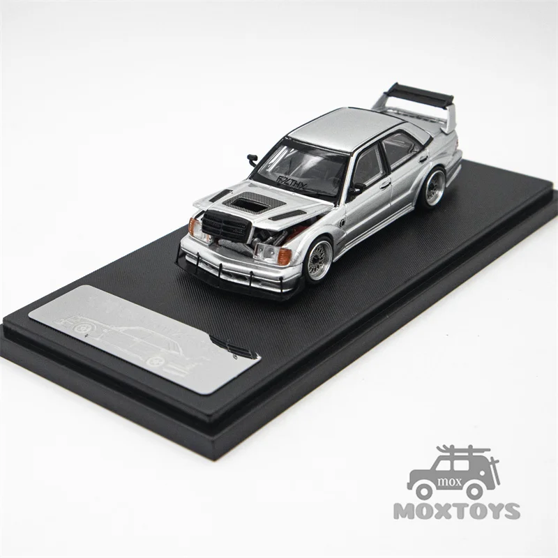 Rhino Model RM 1:64 W201 190E Silver / Black Limited499 Diecast Model Car