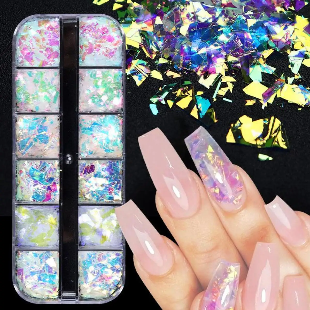 1 Box Polarized Dreamy Nail Glitter Irregular Simulation Cloud Brocade Nail Sequin Decoration Accessories for Manicure DIY