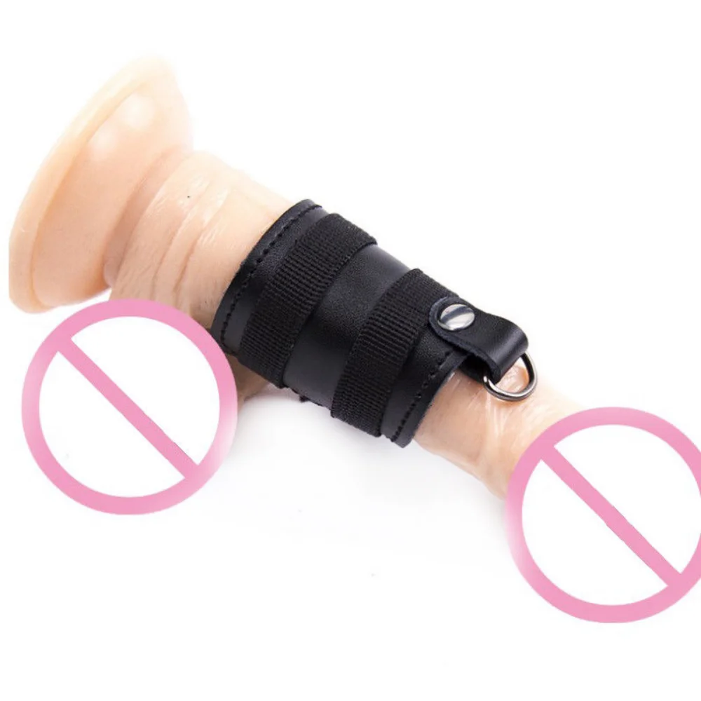 Adjustable Cock Ball Stretcher Leather Penis Ring BDSM Restraint Straps Scrotum Squeeze Enhancer Dildo Condom Ring Adult Supplie