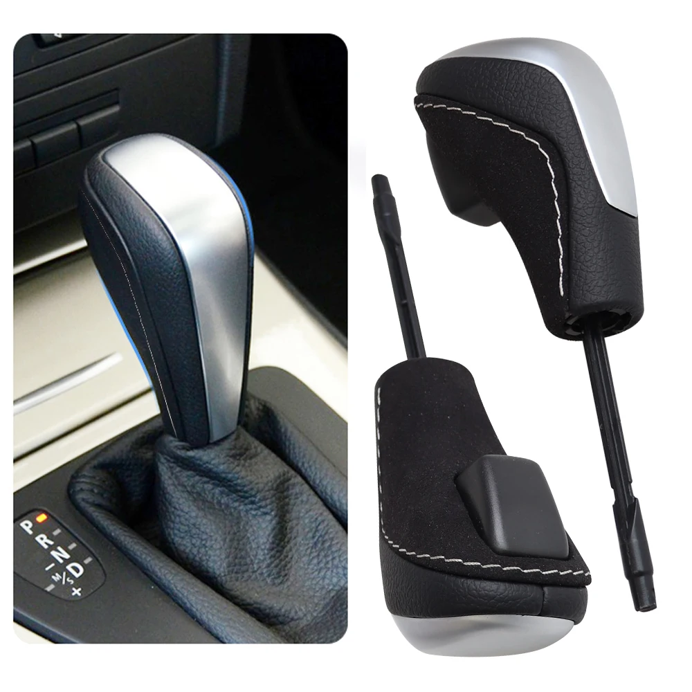 For BMW E81 E82 E87 E90 E92 E93 Car Gear Shift Knob Automatic Transmission Handle Shifter Level Change Stick Head With Alcantara