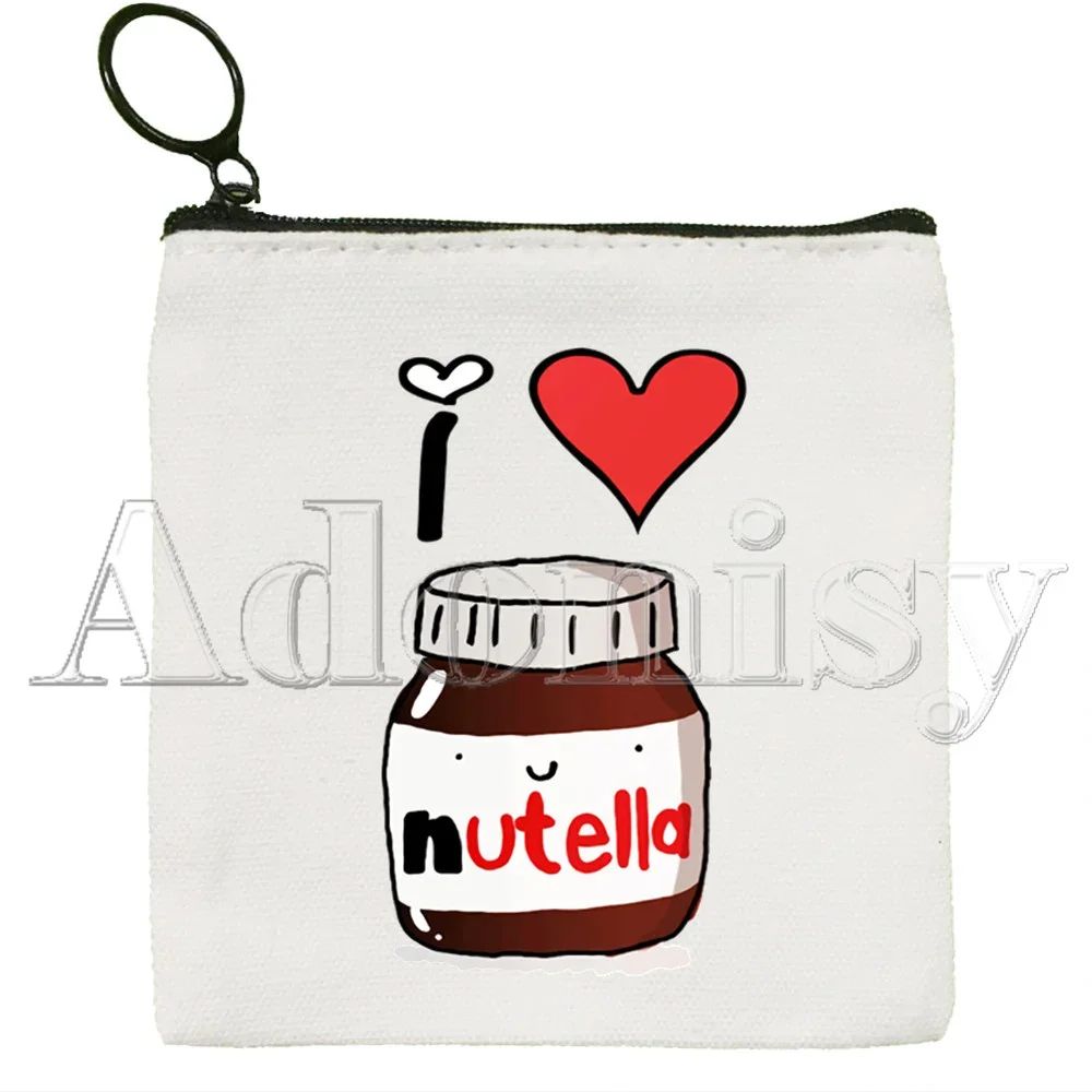 Nutella lindo monedero de lona de Color sólido pequeño fresco nuevo bolso para llaves con cremallera bolsa de regalo de mano