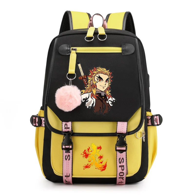 

Popular Anime Rengoku Kyoujurou Cool Pattern Backpack Teenage Street USB Flow Backpack High Quality School Backpacks