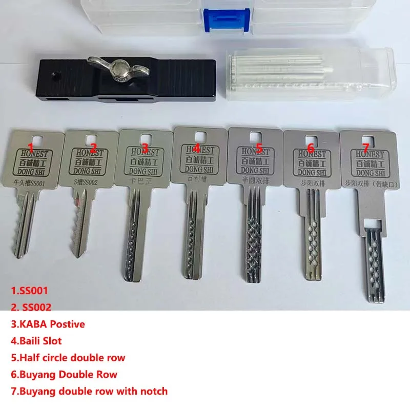 Honest Bump Impact Shake Key Tool 7 in 1 SS001 SS002 KABA Positive Baili Slot Half Circle Double Row Bu Yang with Notch Tool