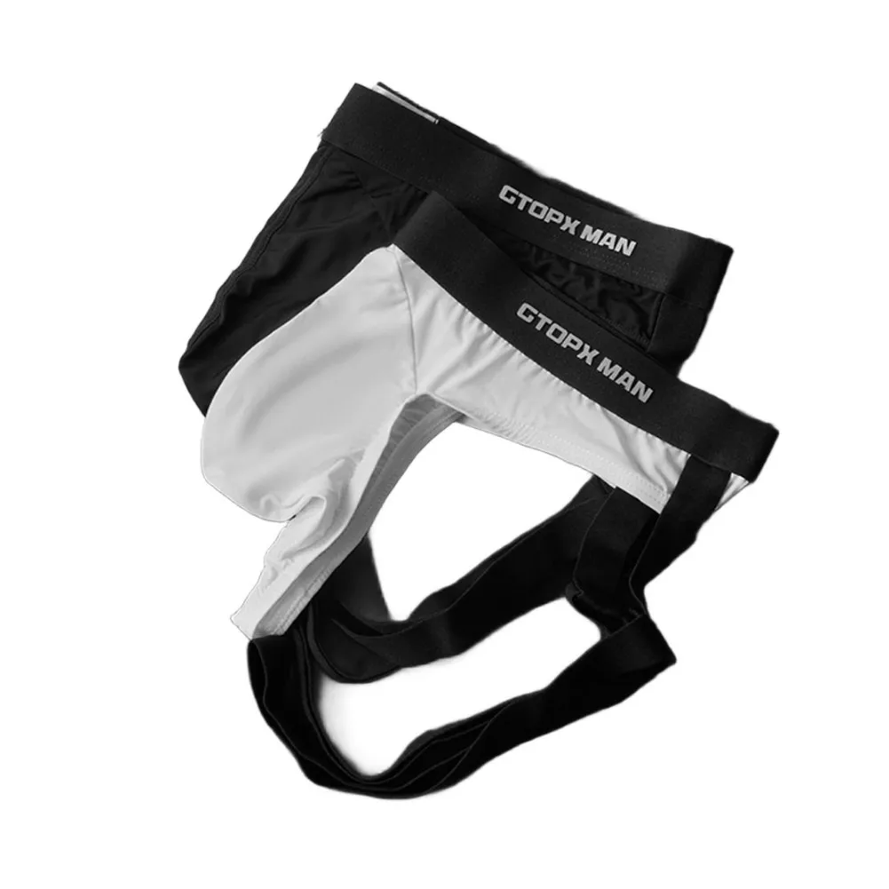 Stretch Ice Silk Fabric Mens Thong Jockstrap Breathable Underwear Backless Sports Fashion Briefs Underpants