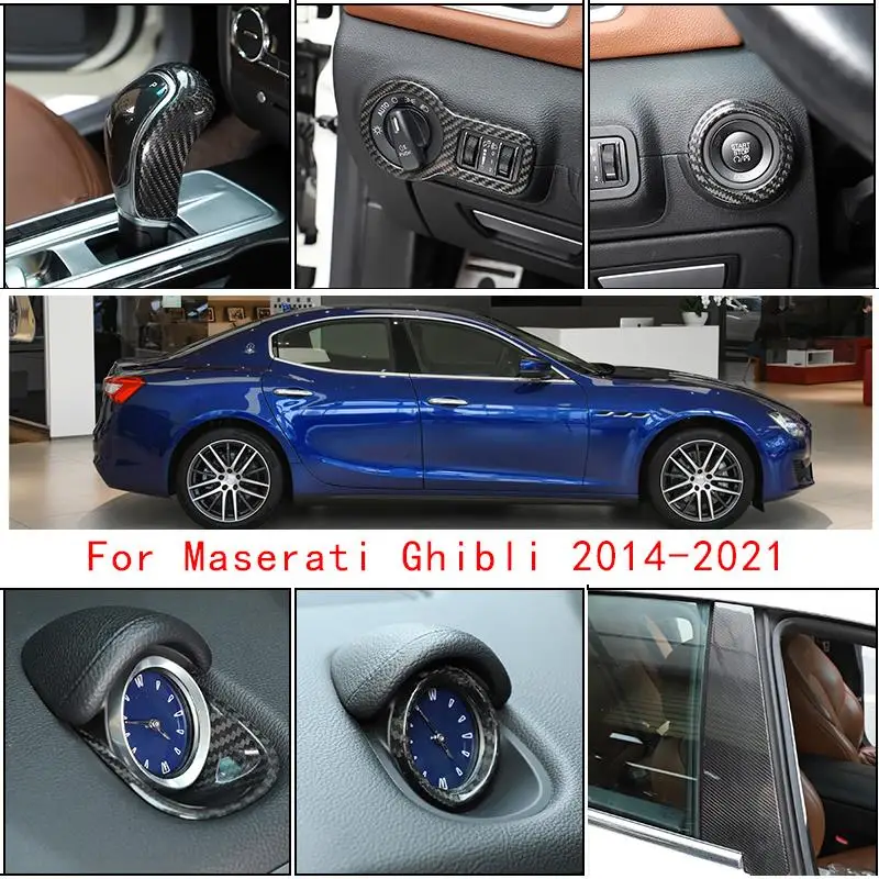 

Car Decoration Kit Real Carbon Fiber Central Control Gear Panel Cover Car Window Trim Stickers For Maserati Ghibli 2014-2021