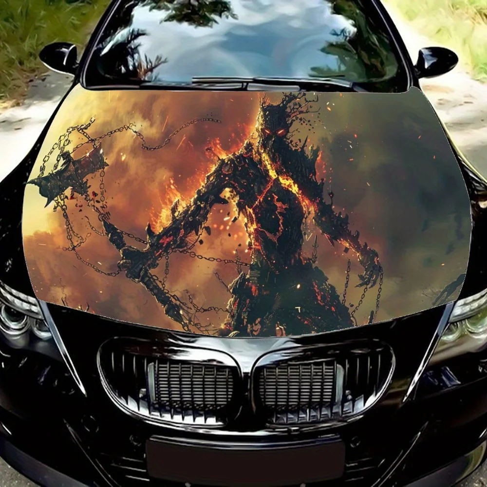 

The Ember Ent Wreathed in Twisting Flames，Car Vinyl Wraps, Engine Hood Decal Sticker, Splash-Resistant, Easy Removal, Durable Pe