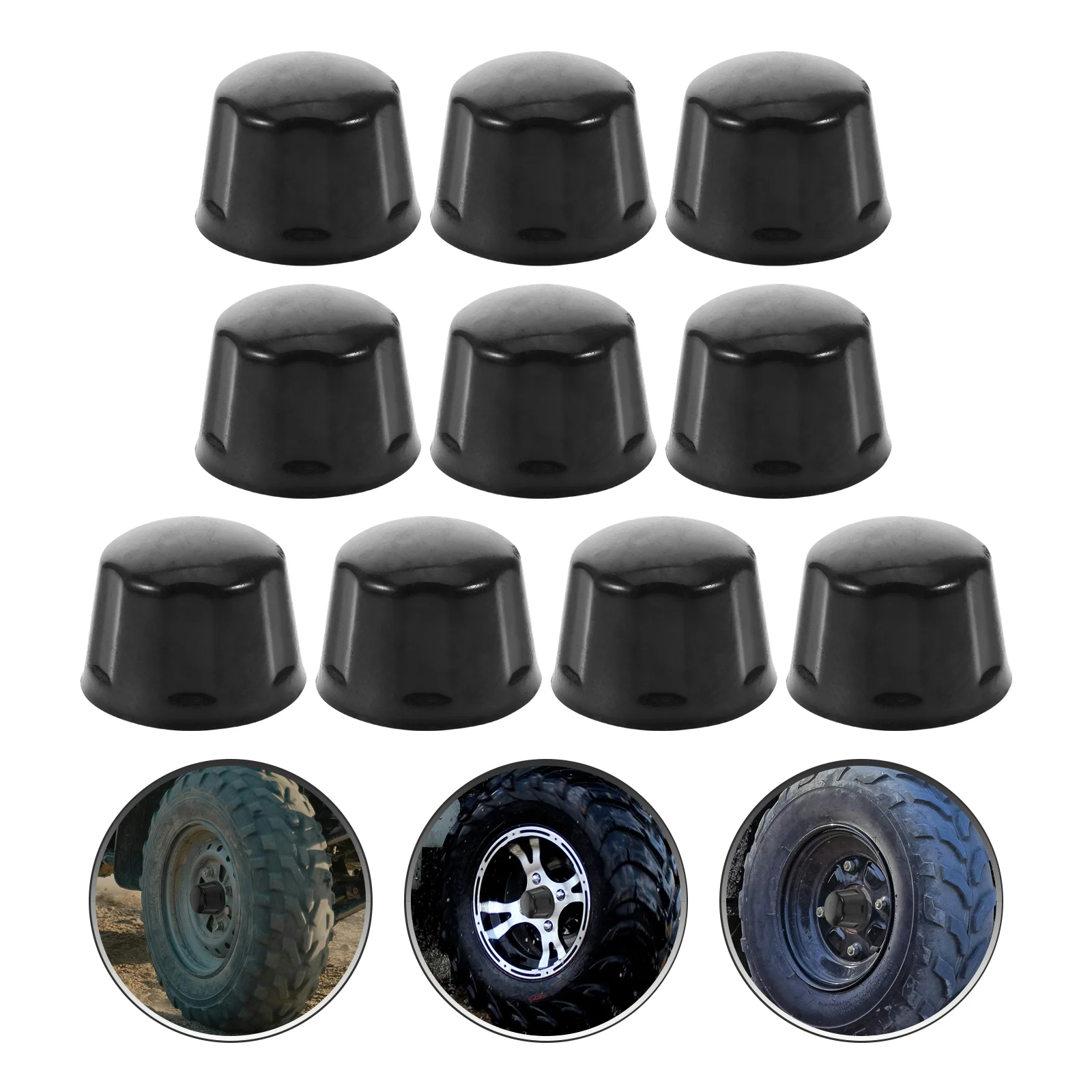 

10 Pcs Hub Caps ATV Accessories Rims Replacement Covers Go Kart Part Rubber Tire Golf Center Black