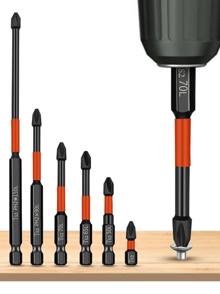 6 pz PH2 Set di Cacciaviti Lotto Magnetico Testa Impatto Forte Croce Elevata Durezza 25/50/65/70/90/150mm Anti antiscivolo Impermeabile