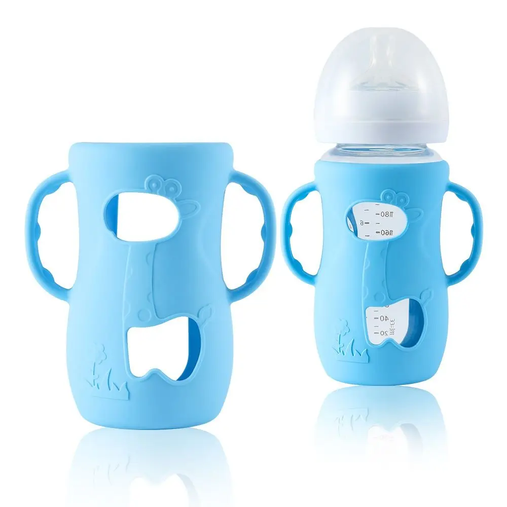 Universal Baby Bottle Cover with Handles Thermal Insulation Baby Bottle Holder Anti Break Durable Silicone Sleeves Infant