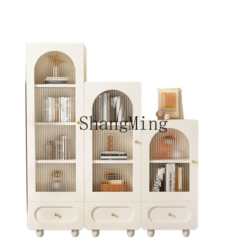 

CL solid wood bookcase bookshelf household floor-to-wall locker cream wind living room storage multi-layer finishing cabinet