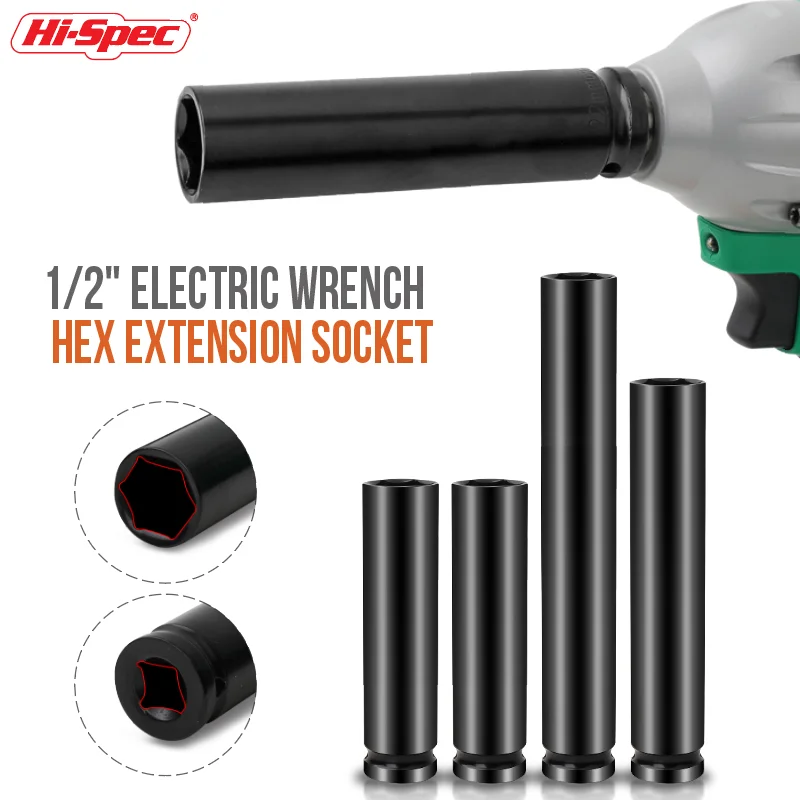 Hi-Spec Deep Impact Wrench Socket 1/2 Long Socket Adapter Spanner Electric Impact Wrench Socket for Air Pneumatic Repair Tools