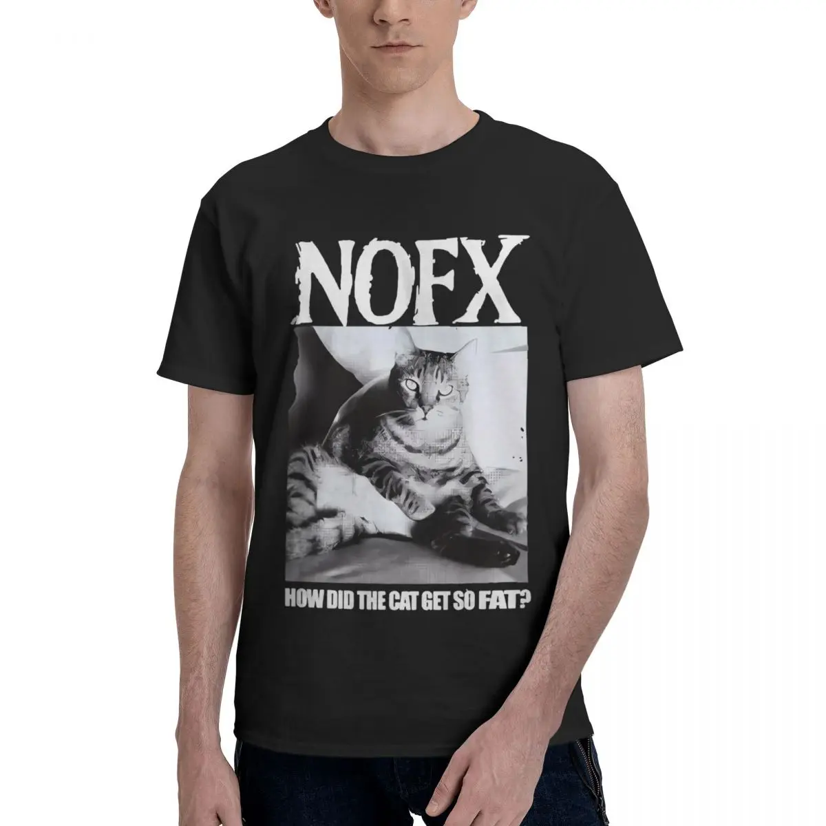 Nofx как у кошки летняя уличная футболка в стиле хип-хоп с короткими рукавами в стиле ретро с графическим принтом Мужская Повседневная Свободная промытая футболка в стиле Харадзюку