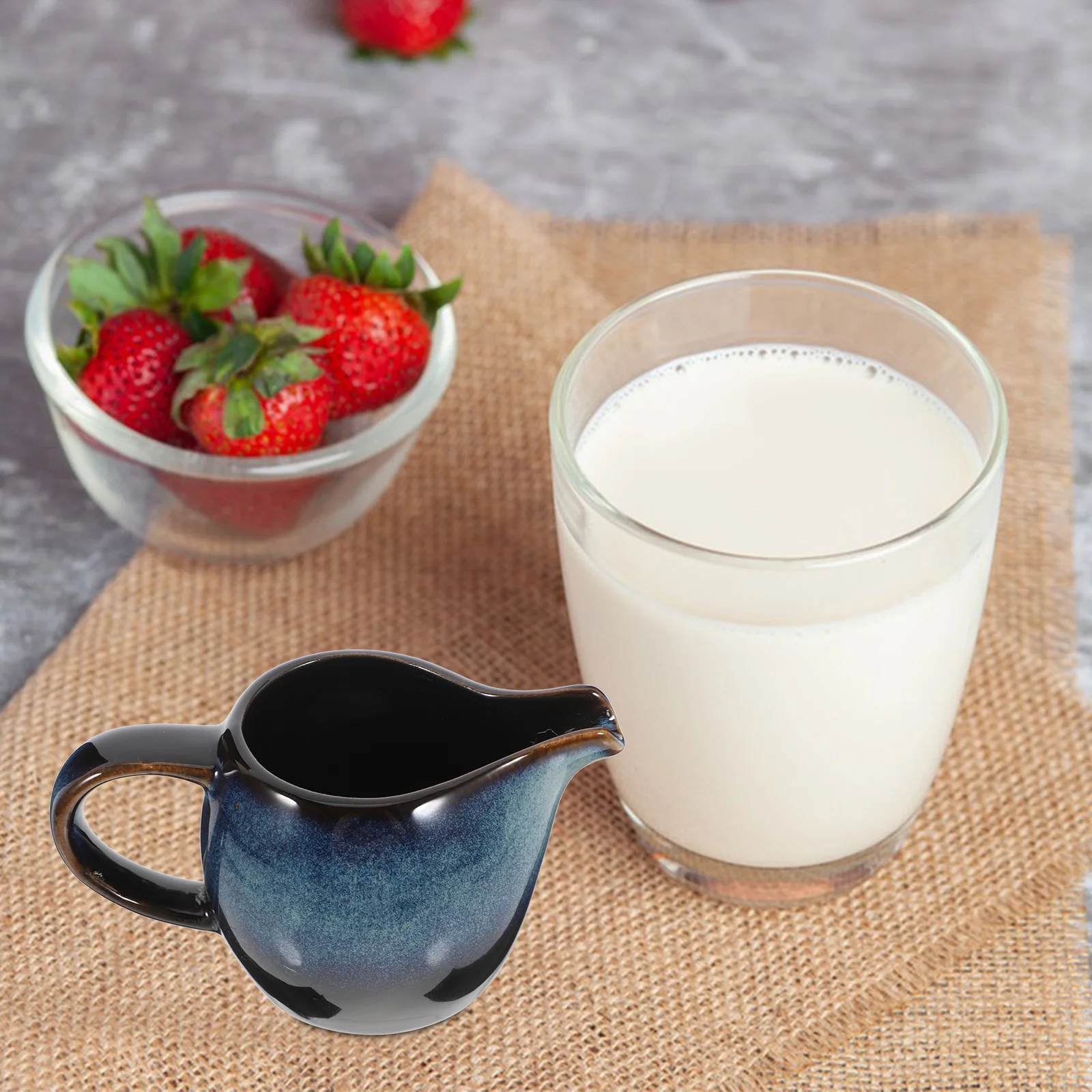 

Small Ceramic Milk Jug with Handle Spout European Style Cream Pitcher for Coffee Latte Cappuccino Syrup Dispenser Home Kitchen