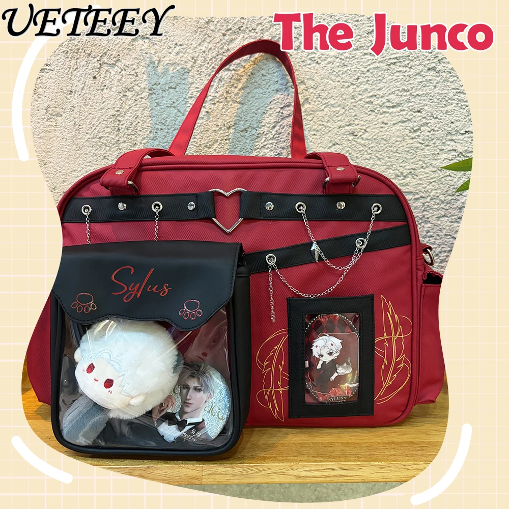 Original Red Bigs Capacity Pain Bag Crossbody Handbag Doll Bag Student Commuting Tote Bag Y2K Gothic Halloween Wing Backpack