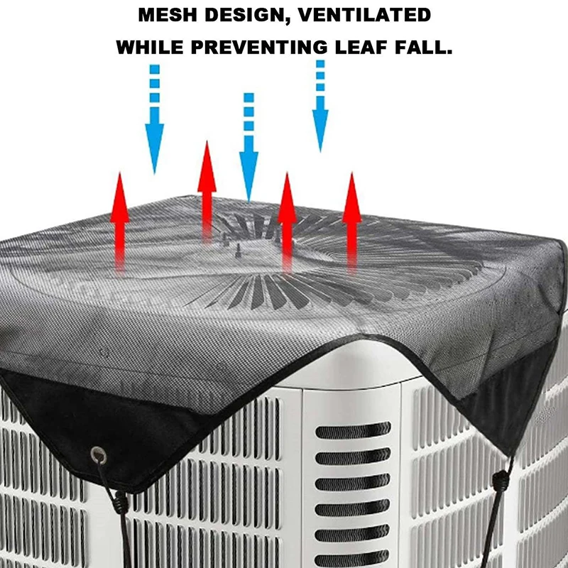 Outdoor Air Conditioner Cover Universal Mesh With Elastic Hooks Windproof Central Air Conditioner Cover For Outside Units Top