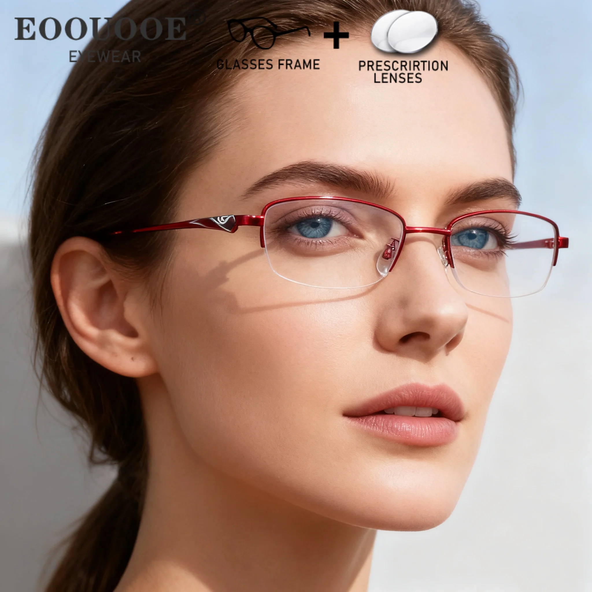 

Fashion Women Myopia Hyperopia Comfortable Glasses Pure Titanium Eyewear Prescription Lenses Progressive Anti-Reflective