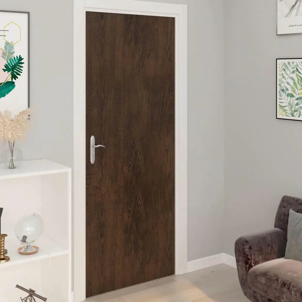 Self-Adhesive Dark Oak Door Films - 2 Pcs, 210x90 cm PVC Decorative Covering