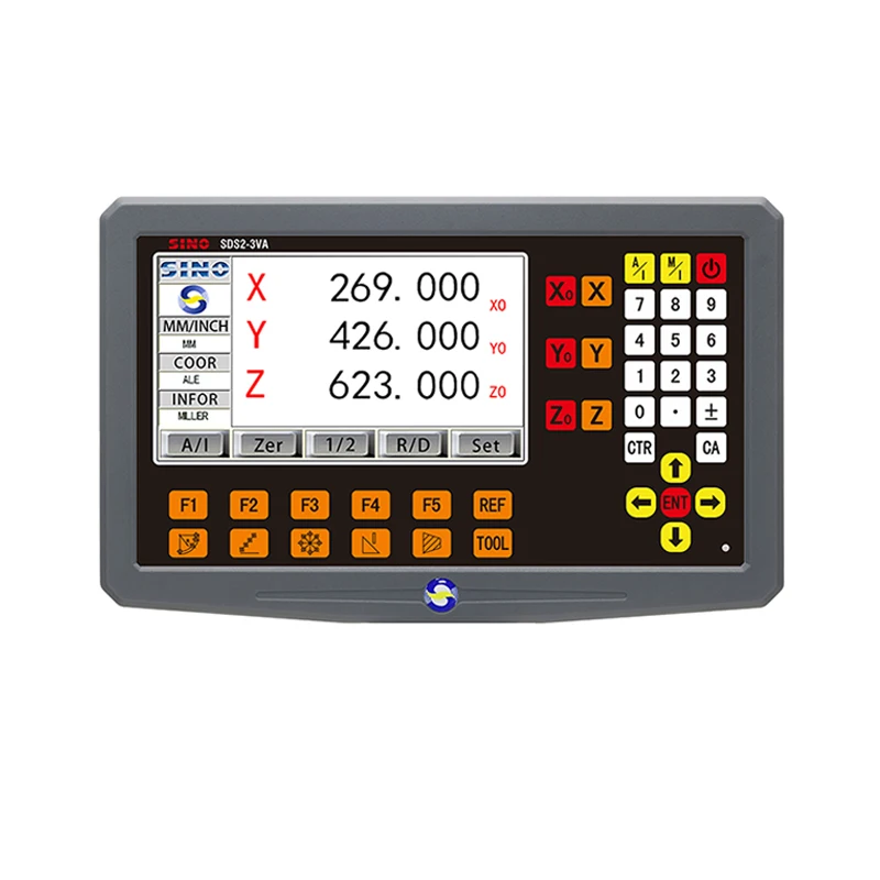 SINO Kit DRO LCD a 3 assi SDS2-3VA Lettura digitale e 3 pezzi KA-300 Encoder in scala lineare in vetro per fresatura smerigliatrice tornio