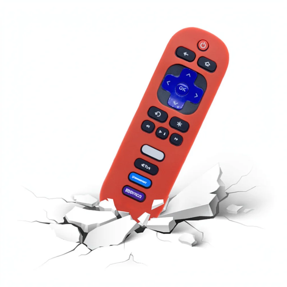 Shockproof Silicone Cover For Roku Remote Controller Protective Skin Luminous Night Light Style With Hanging Lanyard