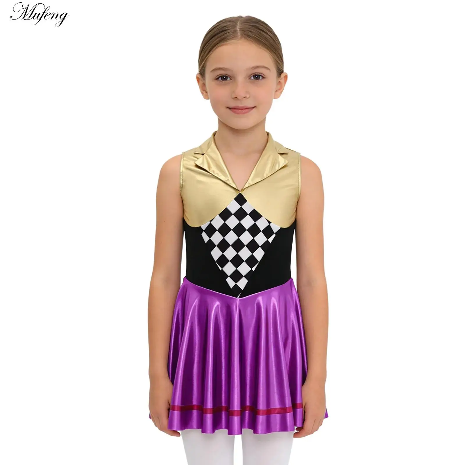 

Костюм для девочек в стиле фильма, металлическое платье-комбинезон без рукавов для танцев, со встроенными трусиками, для Хэллоуина, клоунского косплея, карнавала