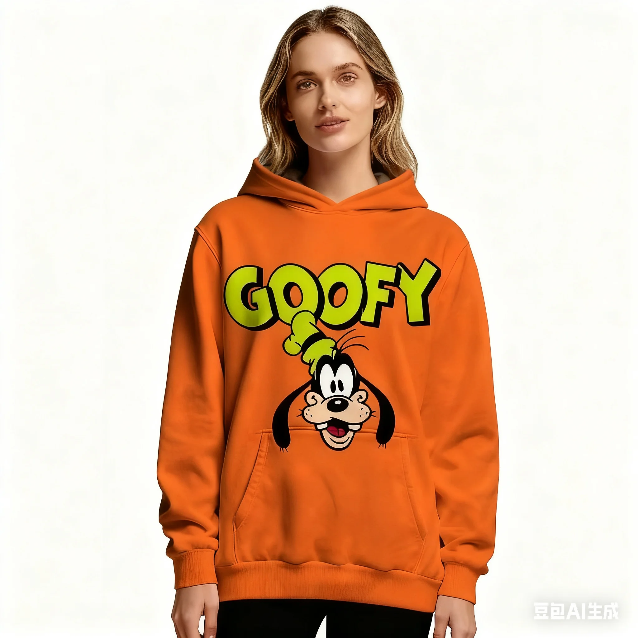 Sweat à capuche imprimé Disney Goofy Allover pour femme automne hiver chaud pull décontracté motif de dessin animé vibrant pour hauts à capuche à la mode