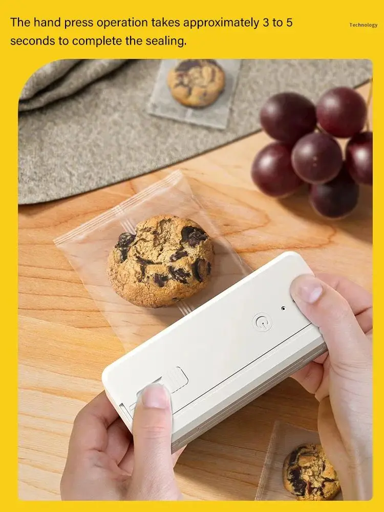 Portable 2-in-1 Mini Bag Sealer with Heat Seal & Cutter Magnetic Handheld Chip Bag Sealer for Snacks Candies Food Storage