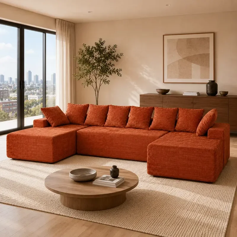 Modular Cloud Sofa Cover for U Shaped Sectional Couch Slipcover Luxury Boneless Compression Living Room Decor Accessories