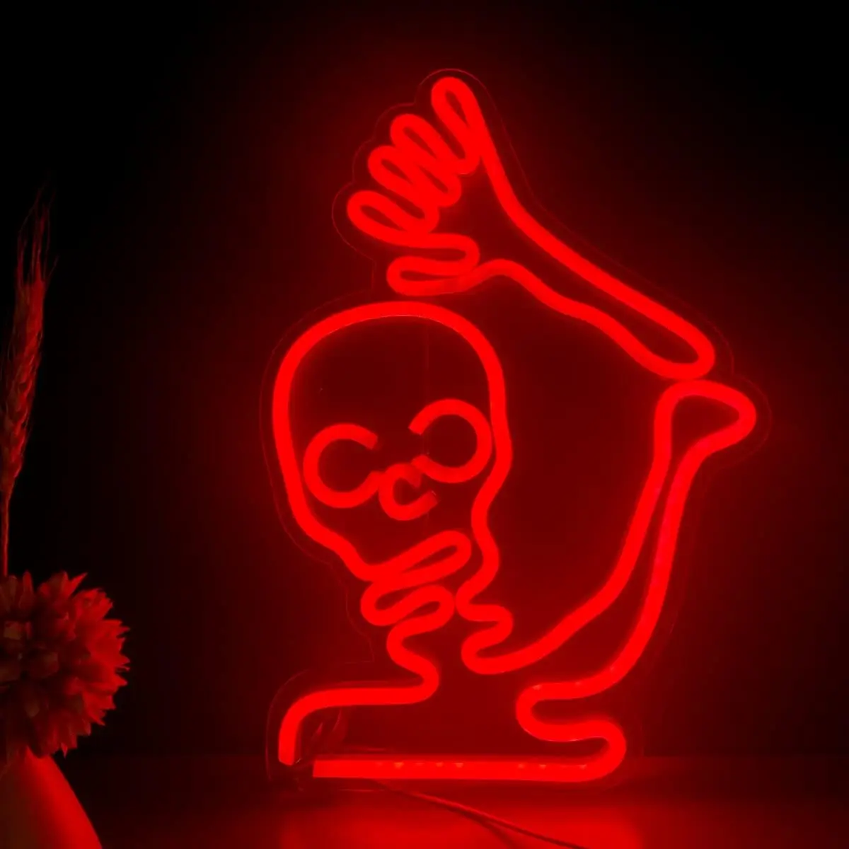 Halloween Skeleton LED Neon Light, Sinal do crânio, Decoração da parede do quarto, Festa de Halloween