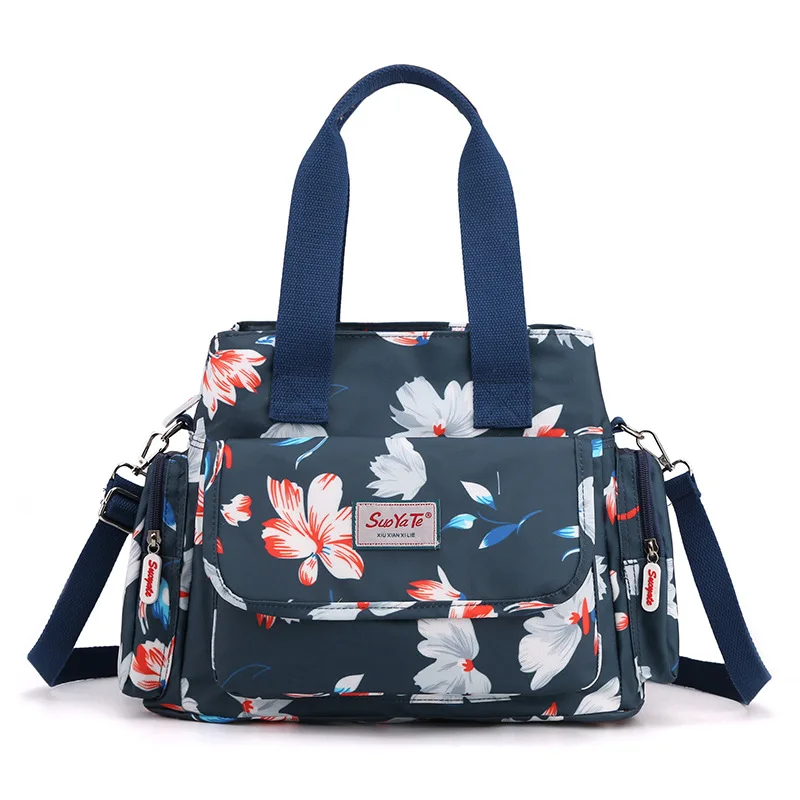 Bolso de mano con estampado de flores románticas de Francia, bolso de viaje ligero con múltiples compartimentos, bolso de hombro de gran capacidad con estampado Simple