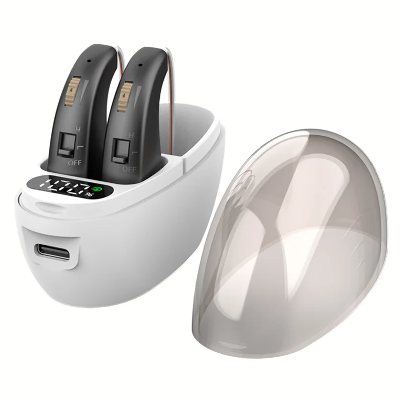 Rechargeable Mini Over-Ear Hearing Headphone parts Amplifier with Charging Case Type-C Low cost for deaf people elderly
