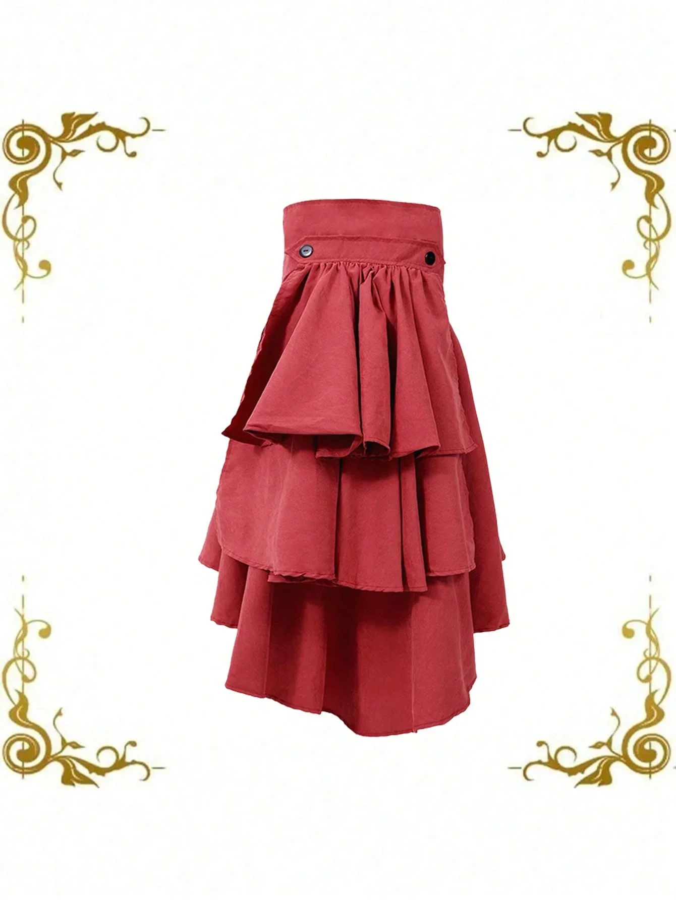 Detachable Overskirt Women Punk Swallow Tail Skirt Renaissance Pirate Costume Wrap Ruffle Skirt Gothic High Low Corset Lace Up view 4