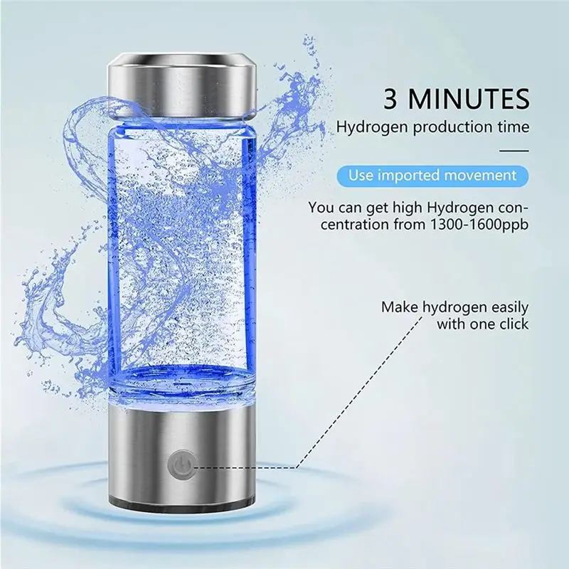 J1UL1N Hydrogen Water Bottle Portable Hydrogen Water Ionizer Machine USB Rechargeable Hydrogen Water Generator 420Ml 2PCS