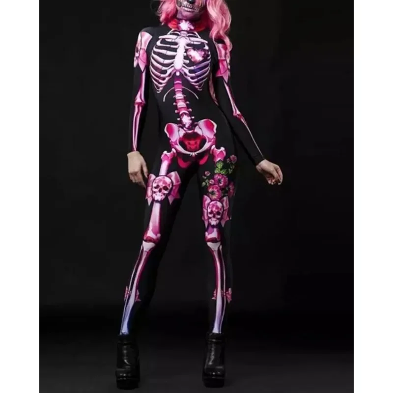 Rose Skeleton Adult Child Scary Cosplay Costume Halloween Dress Sexy Jumpsuit Carnival Party Baby Girl Rompers Day of The Dead