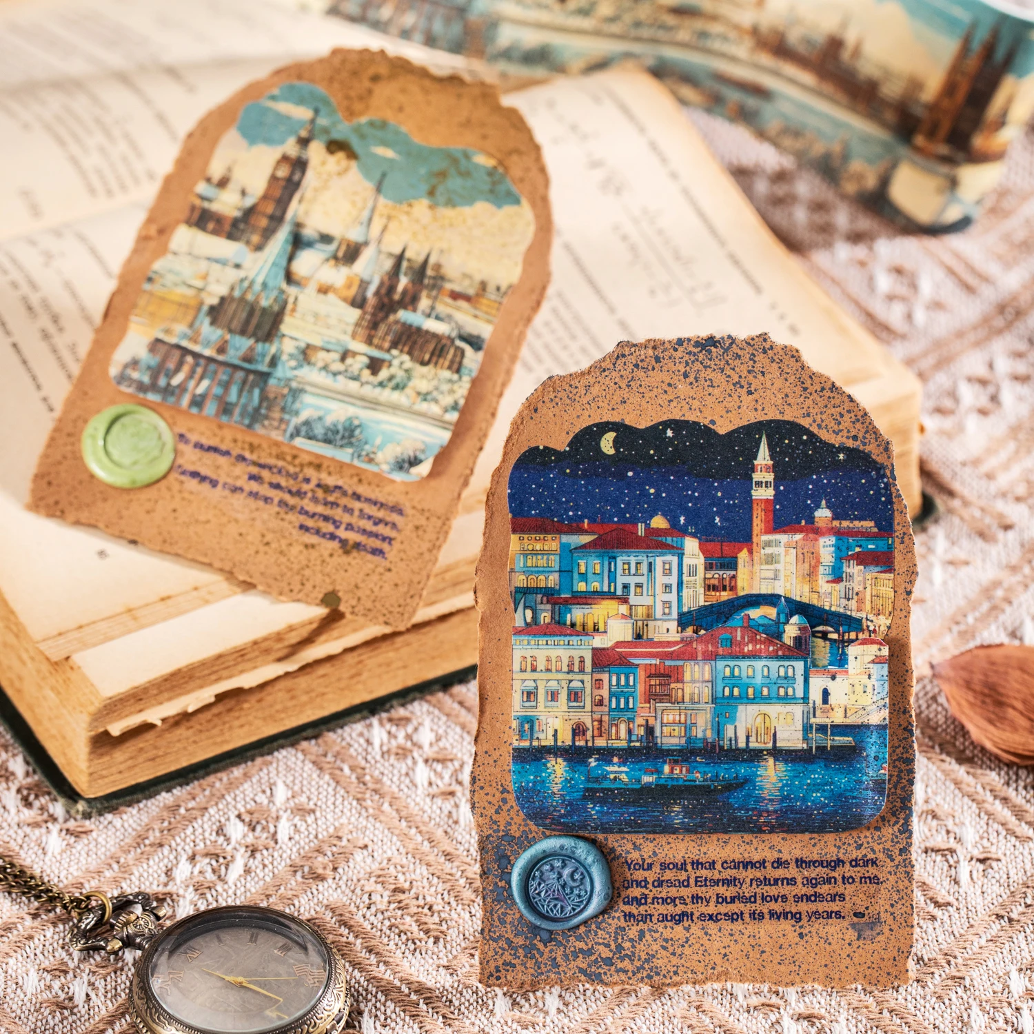 1 لفة مشهد السفر الأوروبي موضوع اشي الشريط لمجلة سكرابوكينغ DIY بها بنفسك كلية الفن جراب هاتف الديكور #2