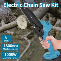 4/6 Inch Chainsaw 1000W Handheld Electric Cutting Tool, Logs for Camping, Yard Cleaning, Woodworking, Suitable  for 21V Battery