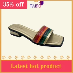 African mama multi-color patchwork design women's flat slippers summer casual holiday women's slippers