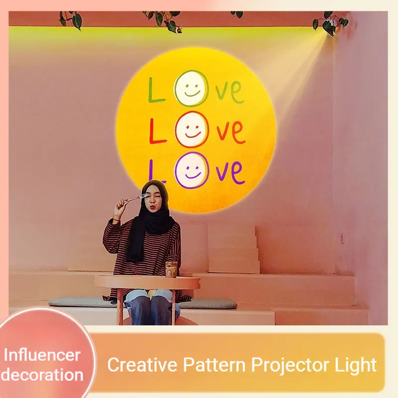 

Healing Smiley Projection Decor Light-Creative Lamp for Cafe Bubble Tea Shop Balcony Hallway Commercial Scenes