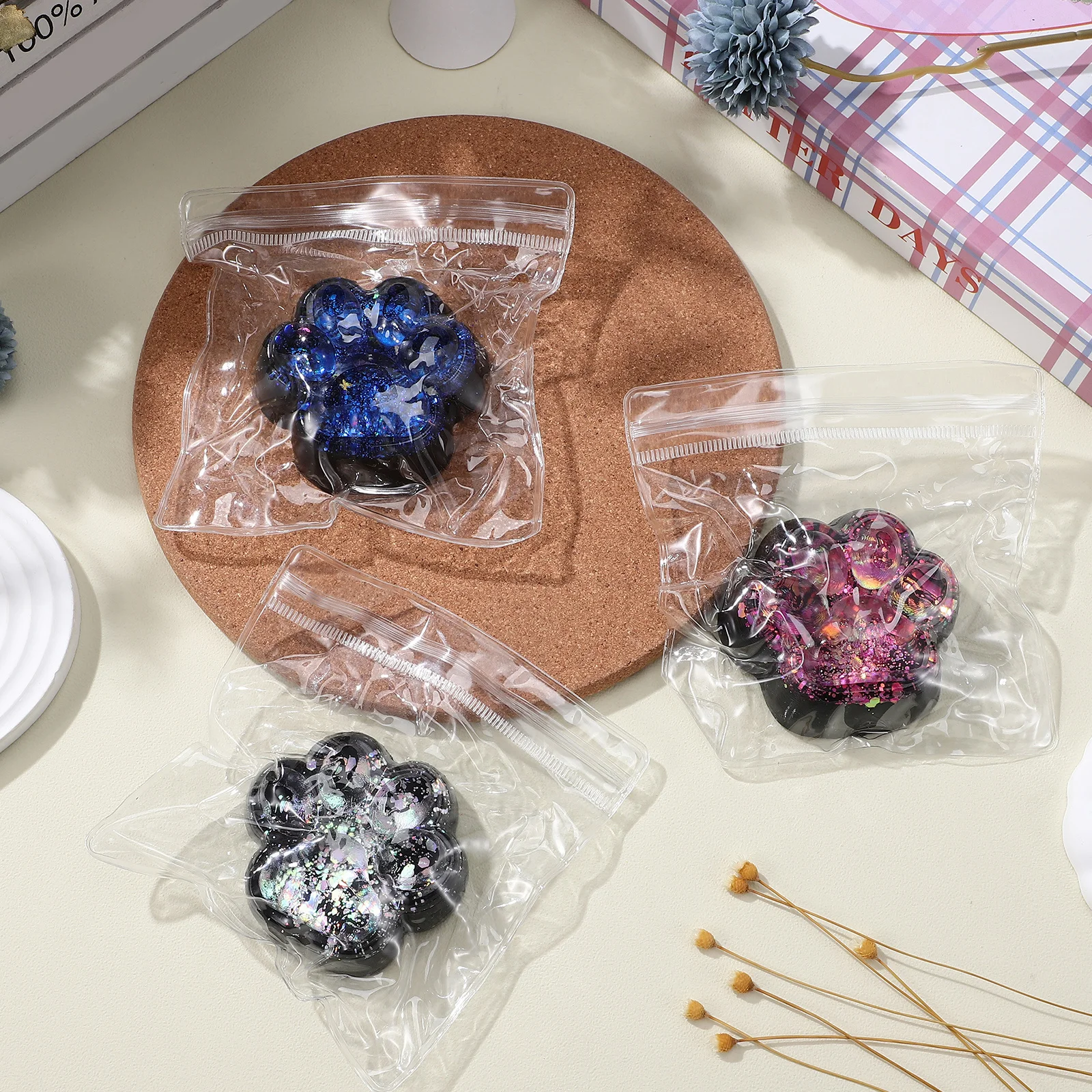 

3Pcs Cute Paw Squeeze Stress Relief Squishy Black Cat Soft Tpr Sensory Fidget for Kids Teens Adults Portable Desk Play