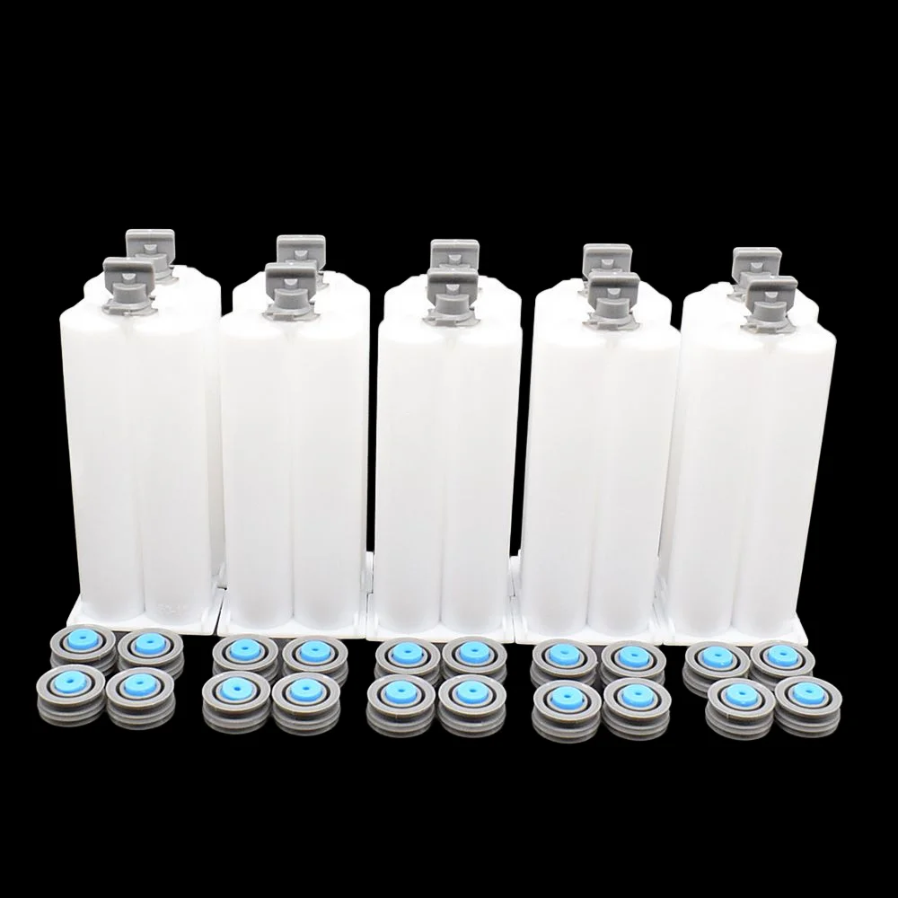 10 세트 빈 배럴 카트리지 50ml AB 접착제 튜브 1:1 혼합 비율 씰링 피스톤 50ml 디스펜스 접착제 총