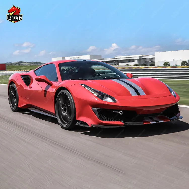 Upgrade P Style Half Carbon Fiber Body Kit For Ferrari 488 Body Kit With Bumpers Engine Hood Side Skirts