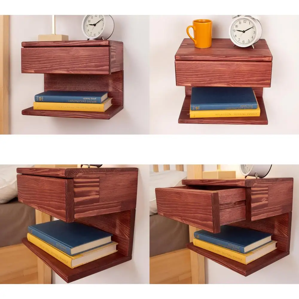 منضدة خشبية عائمة معاصرة مع درج تخزين وميزات طاولة مميزة