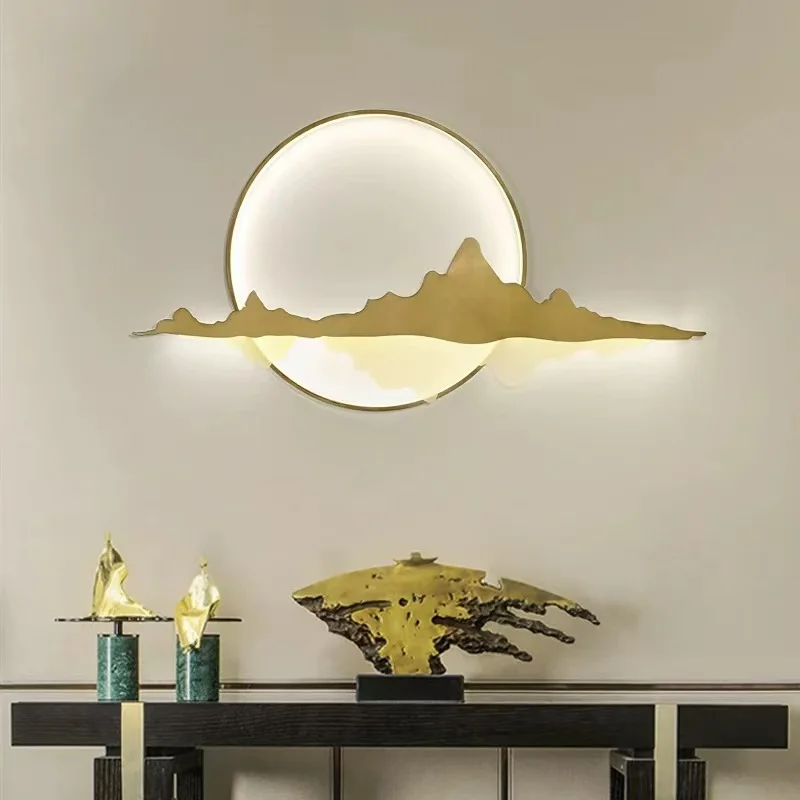 

New type of Chinese wall lamp, modern and simple Chinese Zen style wall decoration painting, entrance hall corridor design lamp