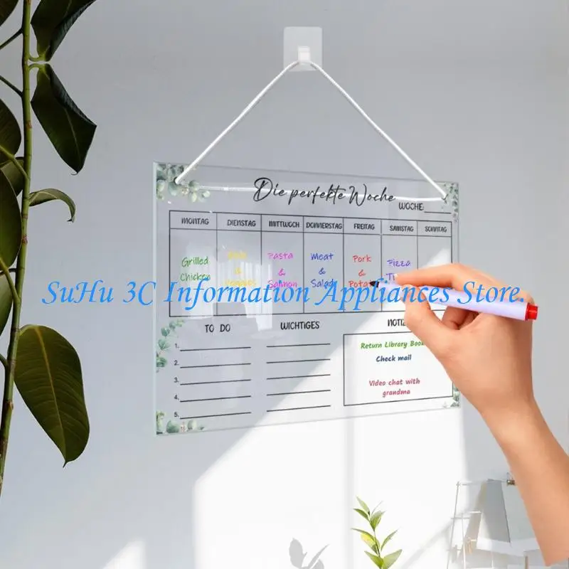  Wall Hanging Memos Board Erasable Clear Acrylic Weekly Calendar Planner Wall Mounted Notice Board For Office Classroom