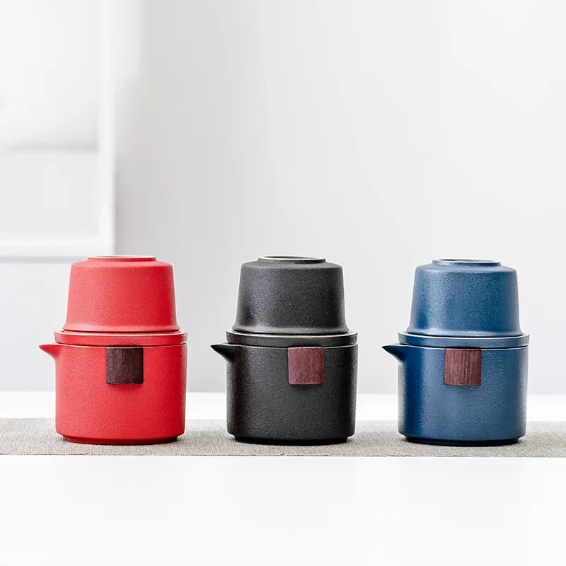 Portable Black Pottery Travel Tea Set Ceramic Kungfu Tea Set  Tea Pot and Cup Set Te Matcha