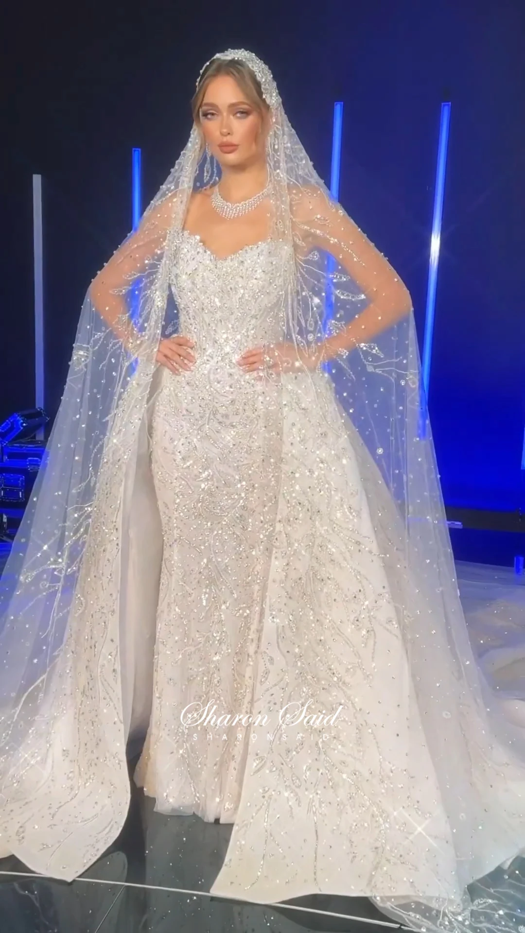 Sharon กล่าวว่า 2025 หรูหราดูไบลูกปัด Mermaid Tulle ชุดแต่งงานกับกระโปรงซาอุดีอาระเบียผู้หญิงเจ้าสาว Gowns SW011 ที่กําหนดเอง