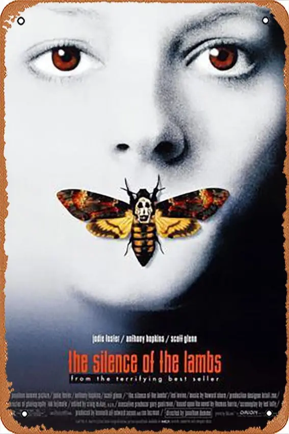 Metal Tin Sign  - THE SILENCE OF LAMBS [1991], directed by JONATHAN DEMME. Poster Plaque Cafe, Bar, Home Wall Decor-