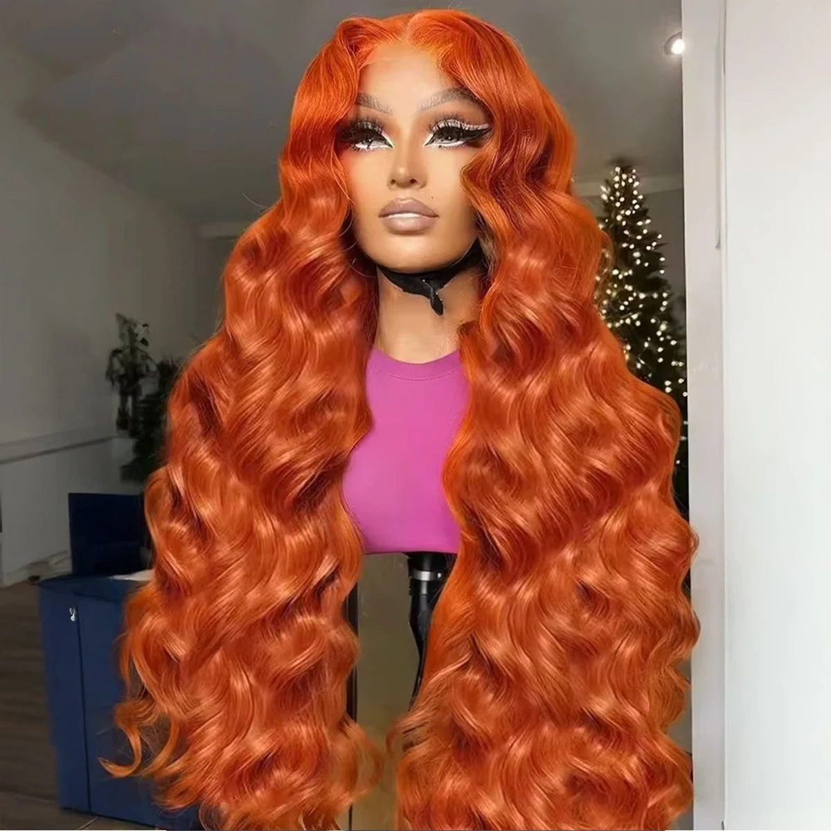 Gengibre laranja 350 perucas de cabelo humano onda do corpo 13x4 hd peruca frontal do laço 100% cabelo humano 250 densidade cabelo brasileiro para mulheres 34 Polegada