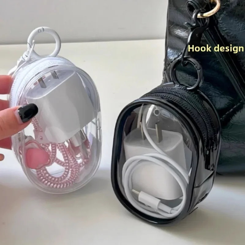 Hot Data Cable Charger Storage Transparent Coiling Portable Travel Earphone Storage Case Mobile Phone Organizer Pouch