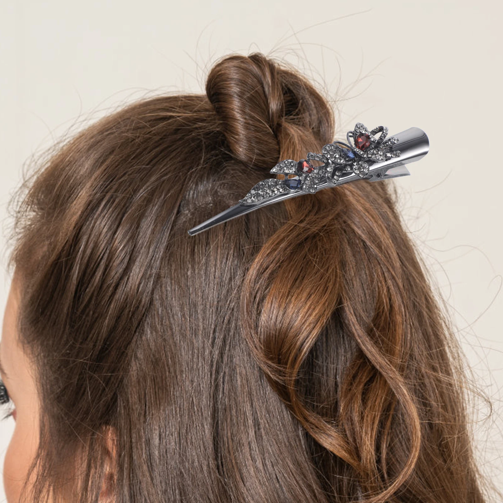 

Заколка для волос со стразами, винтажная большая металлическая заколка с кристаллами и утконосом, декоративные женские аксессуары, повседневная вечеринка, элегантный подарок